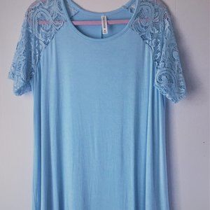 Medium light blue Lace sleeve Top